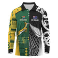 Custom Rugby South Africa New Zealand Greatest Rivals Long Sleeve Polo Shirt Tribal Motifs