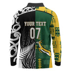 Custom Rugby South Africa New Zealand Greatest Rivals Long Sleeve Polo Shirt Tribal Motifs