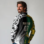 Custom Rugby South Africa New Zealand Greatest Rivals Long Sleeve Polo Shirt Tribal Motifs