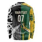 Custom Rugby South Africa New Zealand Greatest Rivals Long Sleeve Shirt Tribal Motifs
