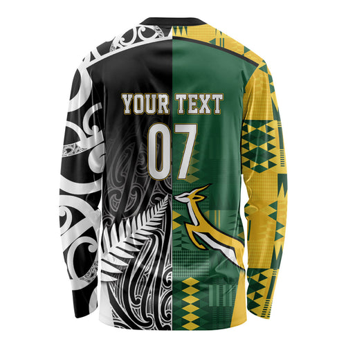 Custom Rugby South Africa New Zealand Greatest Rivals Long Sleeve Shirt Tribal Motifs