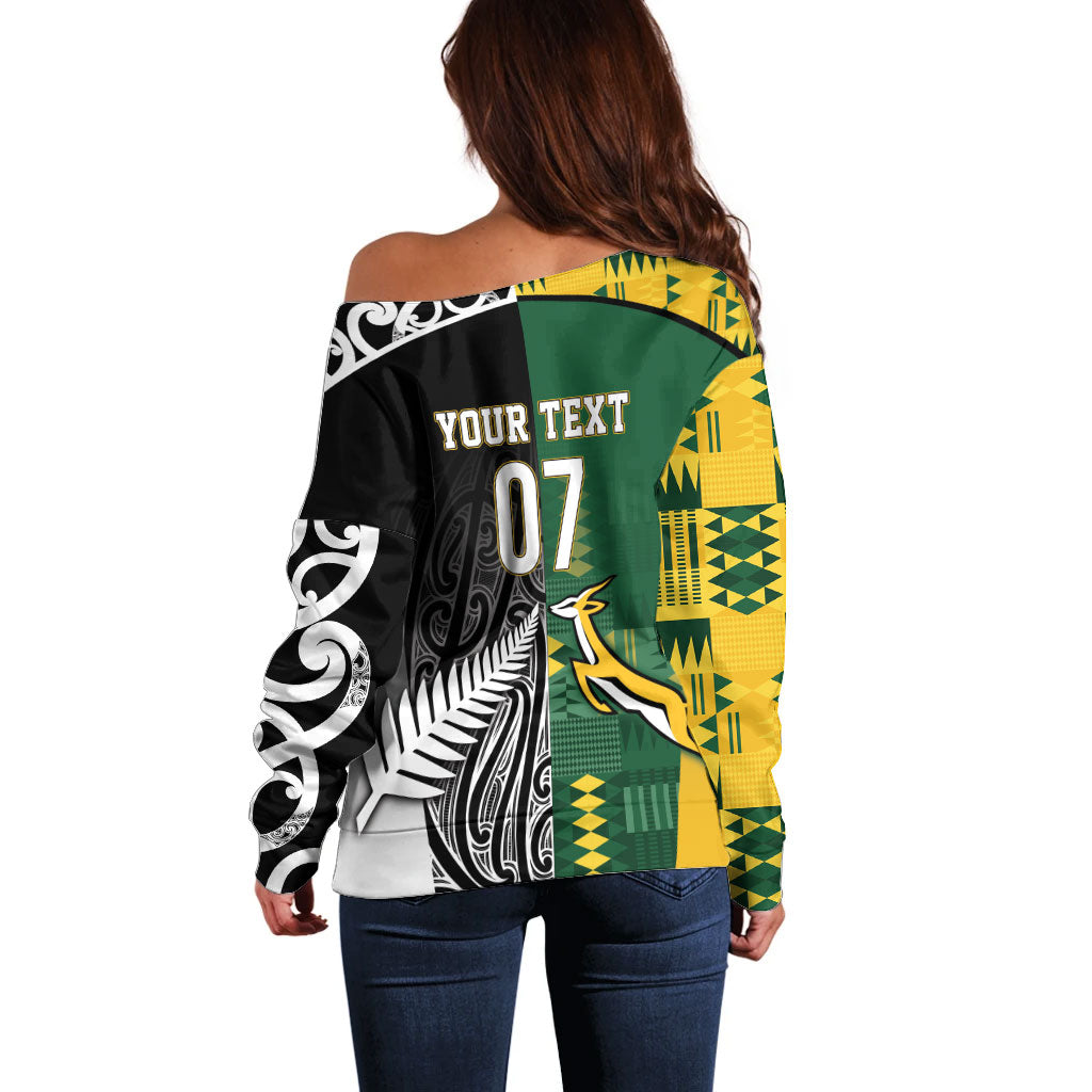 Custom Rugby South Africa New Zealand Greatest Rivals Off Shoulder Sweater Tribal Motifs