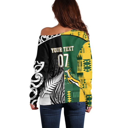Custom Rugby South Africa New Zealand Greatest Rivals Off Shoulder Sweater Tribal Motifs