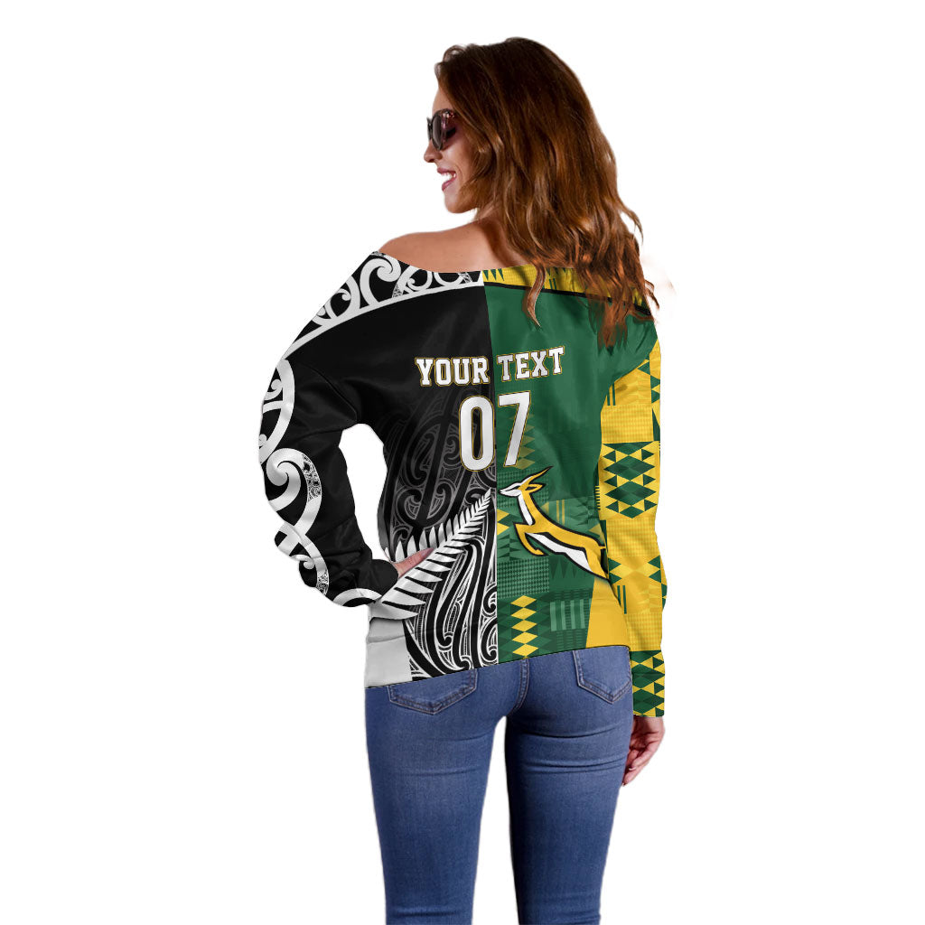 Custom Rugby South Africa New Zealand Greatest Rivals Off Shoulder Sweater Tribal Motifs