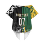 Custom Rugby South Africa New Zealand Greatest Rivals Off Shoulder Wrap Waist Top Tribal Motifs
