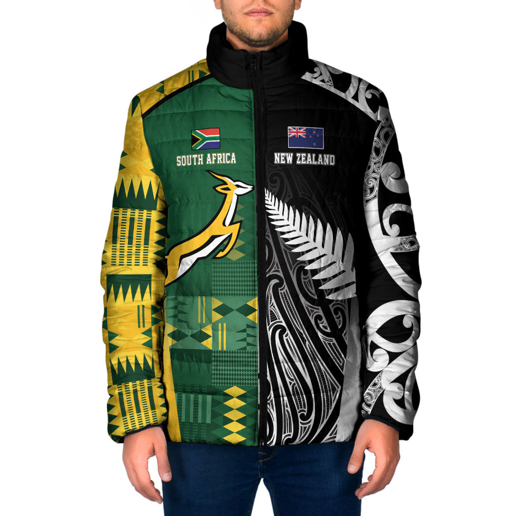 Custom Rugby South Africa New Zealand Greatest Rivals Padded Jacket Tribal Motifs