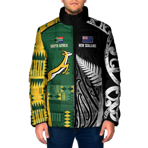 Custom Rugby South Africa New Zealand Greatest Rivals Padded Jacket Tribal Motifs