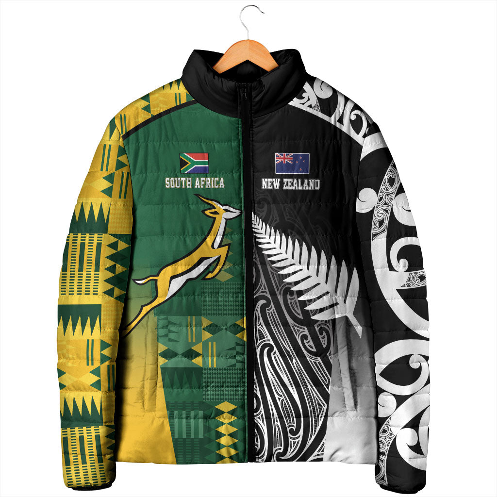 Custom Rugby South Africa New Zealand Greatest Rivals Padded Jacket Tribal Motifs