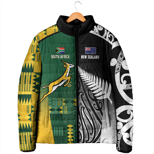 Custom Rugby South Africa New Zealand Greatest Rivals Padded Jacket Tribal Motifs