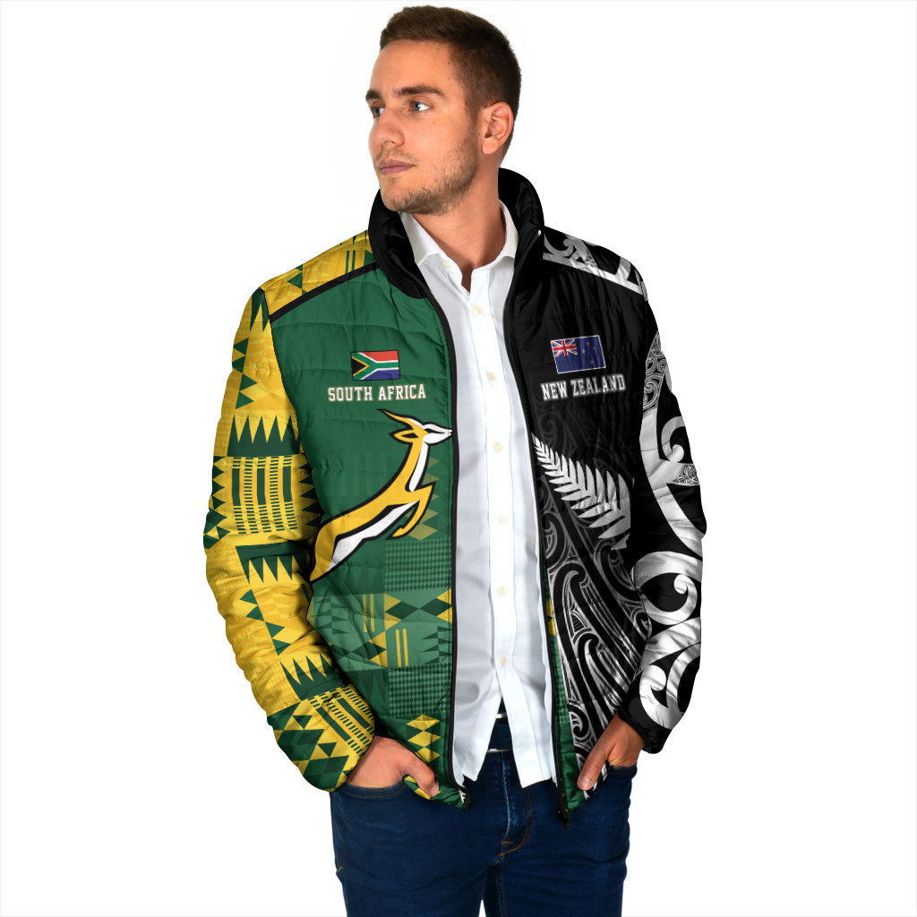Custom Rugby South Africa New Zealand Greatest Rivals Padded Jacket Tribal Motifs