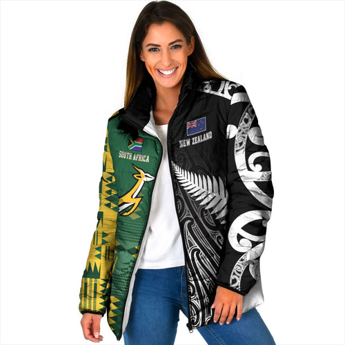 Custom Rugby South Africa New Zealand Greatest Rivals Padded Jacket Tribal Motifs