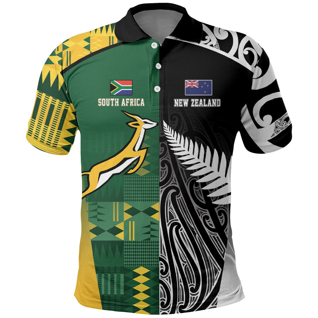 Custom Rugby South Africa New Zealand Greatest Rivals Polo Shirt Tribal Motifs