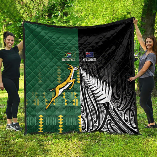 Rugby South Africa New Zealand Greatest Rivals Quilt Tribal Motifs
