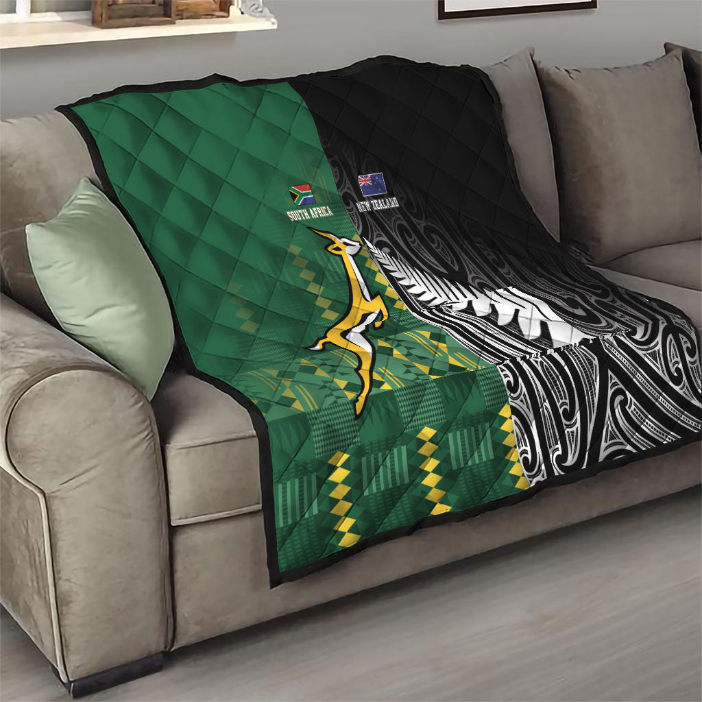 Rugby South Africa New Zealand Greatest Rivals Quilt Tribal Motifs