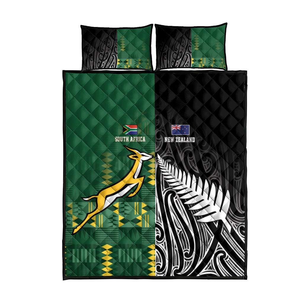Rugby South Africa New Zealand Greatest Rivals Quilt Bed Set Tribal Motifs