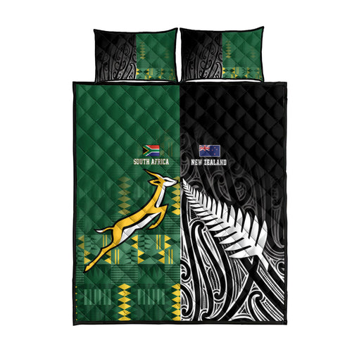 Rugby South Africa New Zealand Greatest Rivals Quilt Bed Set Tribal Motifs