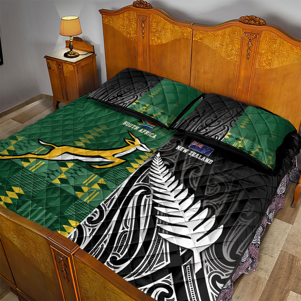 Rugby South Africa New Zealand Greatest Rivals Quilt Bed Set Tribal Motifs