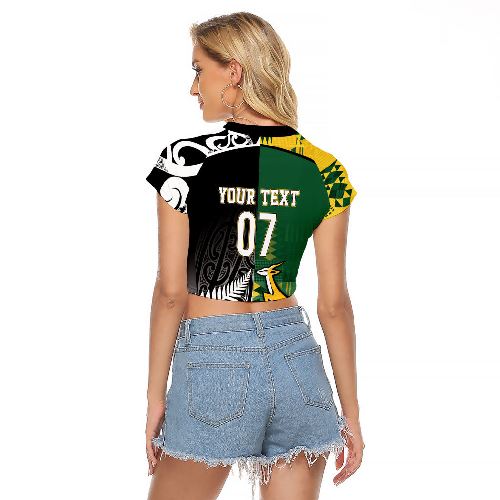 Custom Rugby South Africa New Zealand Greatest Rivals Raglan Cropped T Shirt Tribal Motifs