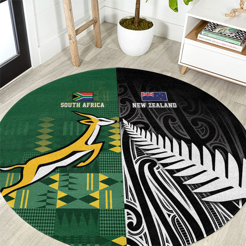 Rugby South Africa New Zealand Greatest Rivals Round Carpet Tribal Motifs