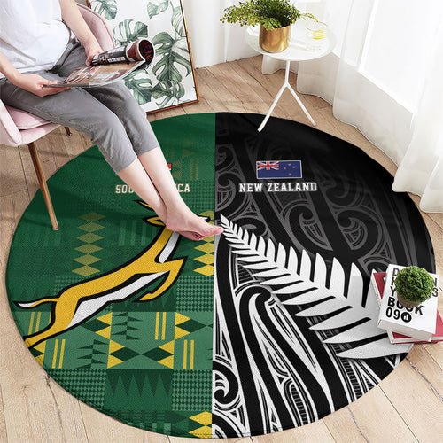 Rugby South Africa New Zealand Greatest Rivals Round Carpet Tribal Motifs