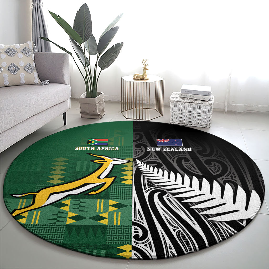 Rugby South Africa New Zealand Greatest Rivals Round Carpet Tribal Motifs
