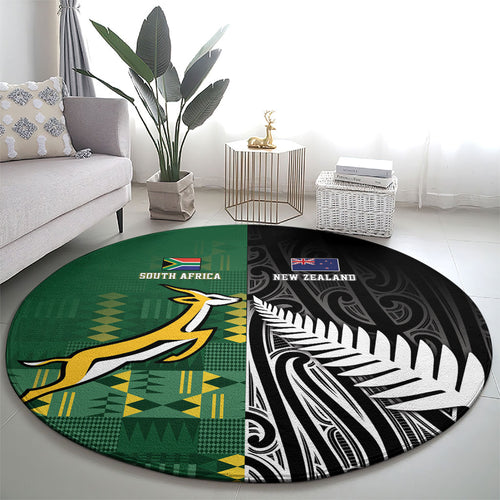 Rugby South Africa New Zealand Greatest Rivals Round Carpet Tribal Motifs