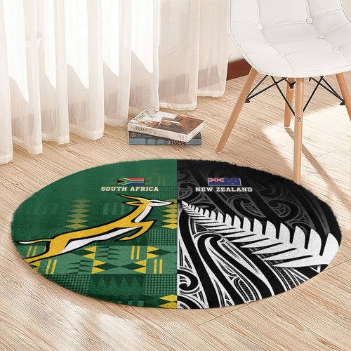 Rugby South Africa New Zealand Greatest Rivals Round Carpet Tribal Motifs
