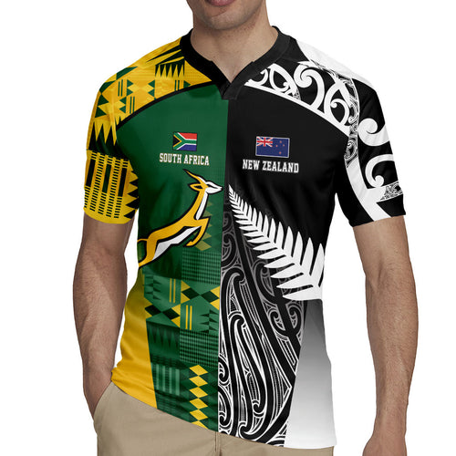 Custom Rugby South Africa New Zealand Greatest Rivals Rugby Jersey Tribal Motifs