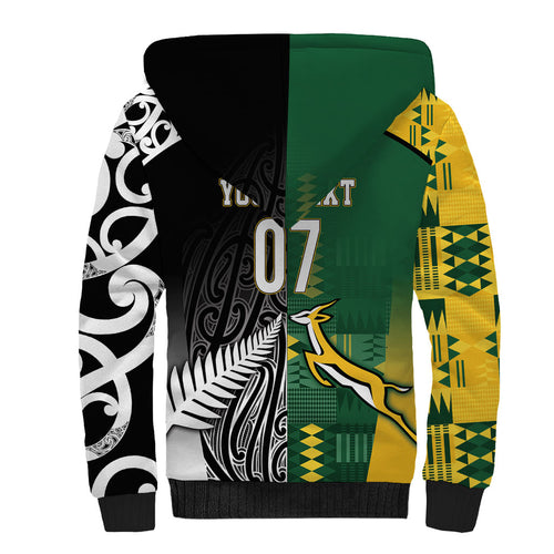 Custom Rugby South Africa New Zealand Greatest Rivals Sherpa Hoodie Tribal Motifs