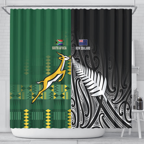 Rugby South Africa New Zealand Greatest Rivals Shower Curtain Tribal Motifs