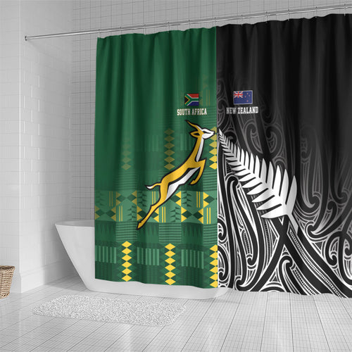 Rugby South Africa New Zealand Greatest Rivals Shower Curtain Tribal Motifs