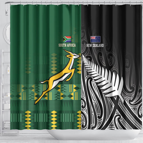 Rugby South Africa New Zealand Greatest Rivals Shower Curtain Tribal Motifs
