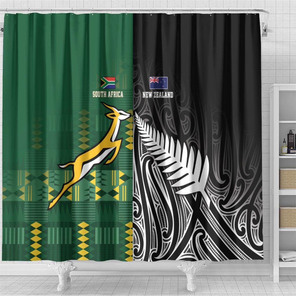 Rugby South Africa New Zealand Greatest Rivals Shower Curtain Tribal Motifs
