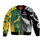 Custom Rugby South Africa New Zealand Greatest Rivals Sleeve Zip Bomber Jacket Tribal Motifs