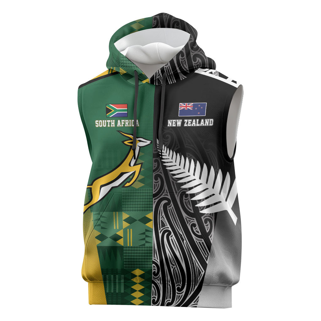 Custom Rugby South Africa New Zealand Greatest Rivals Sleeveless Hoodie Tribal Motifs