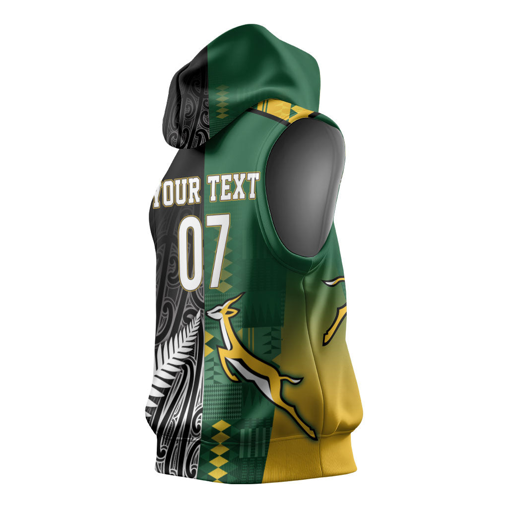 Custom Rugby South Africa New Zealand Greatest Rivals Sleeveless Hoodie Tribal Motifs