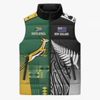 Custom Rugby South Africa New Zealand Greatest Rivals Sleeveless Puffer Jacket Tribal Motifs