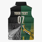 Custom Rugby South Africa New Zealand Greatest Rivals Sleeveless Puffer Jacket Tribal Motifs