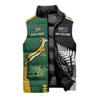 Custom Rugby South Africa New Zealand Greatest Rivals Sleeveless Puffer Jacket Tribal Motifs