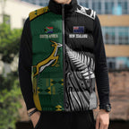 Custom Rugby South Africa New Zealand Greatest Rivals Sleeveless Puffer Jacket Tribal Motifs