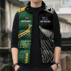 Custom Rugby South Africa New Zealand Greatest Rivals Sleeveless Puffer Jacket Tribal Motifs