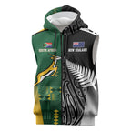 Custom Rugby South Africa New Zealand Greatest Rivals Sleeveless Zip Hoodie Tribal Motifs