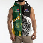 Custom Rugby South Africa New Zealand Greatest Rivals Sleeveless Zip Hoodie Tribal Motifs