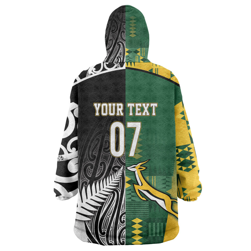 Custom Rugby South Africa New Zealand Greatest Rivals Wearable Blanket Hoodie Tribal Motifs