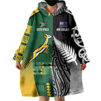 Custom Rugby South Africa New Zealand Greatest Rivals Wearable Blanket Hoodie Tribal Motifs