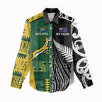 Custom Rugby South Africa New Zealand Greatest Rivals Women Casual Shirt Tribal Motifs