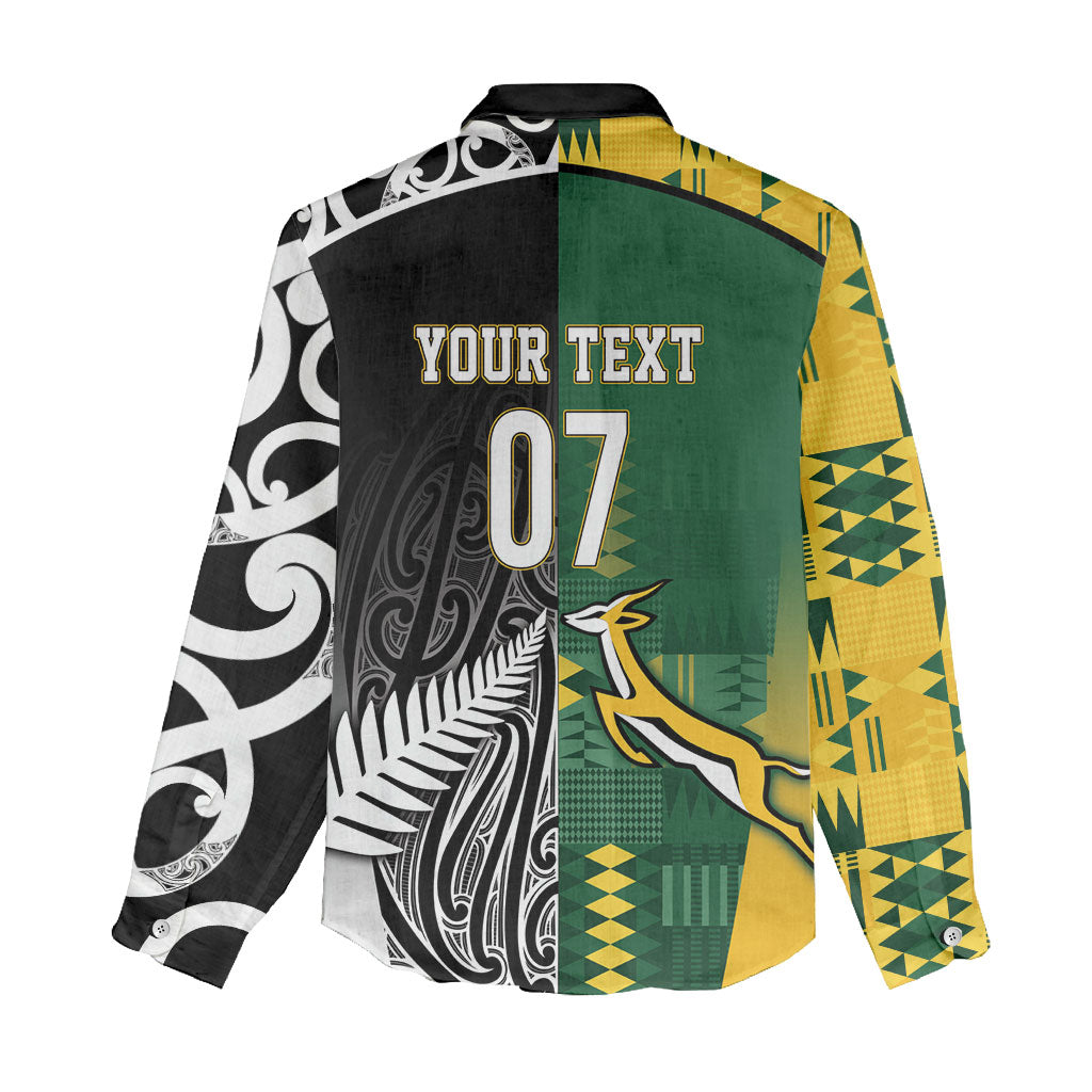 Custom Rugby South Africa New Zealand Greatest Rivals Women Casual Shirt Tribal Motifs