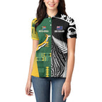 Custom Rugby South Africa New Zealand Greatest Rivals Women Polo Shirt Tribal Motifs