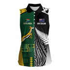 Custom Rugby South Africa New Zealand Greatest Rivals Women Sleeveless Polo Shirt Tribal Motifs
