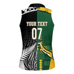 Custom Rugby South Africa New Zealand Greatest Rivals Women Sleeveless Polo Shirt Tribal Motifs